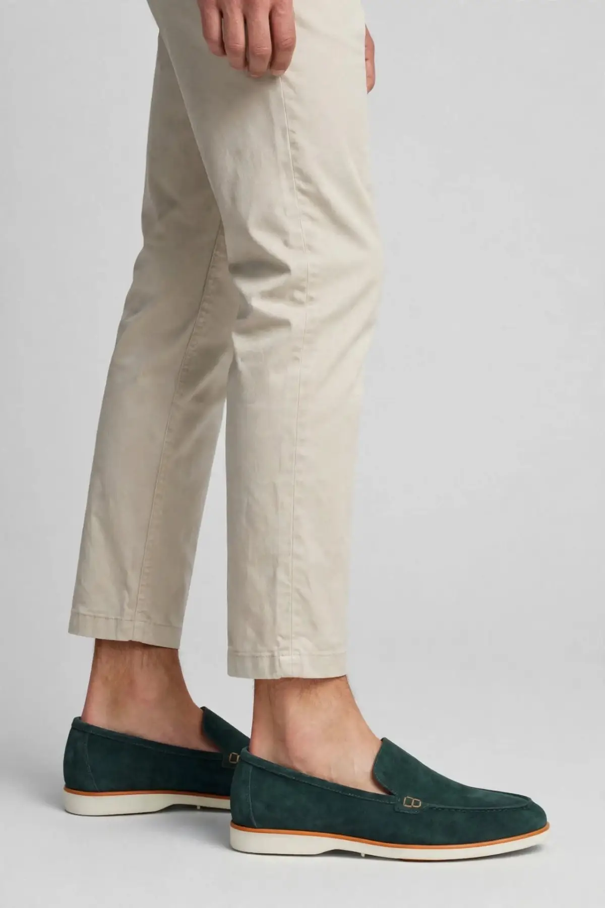 Alesa Hakiki Deri Erkek Loafer - YESIL SUET