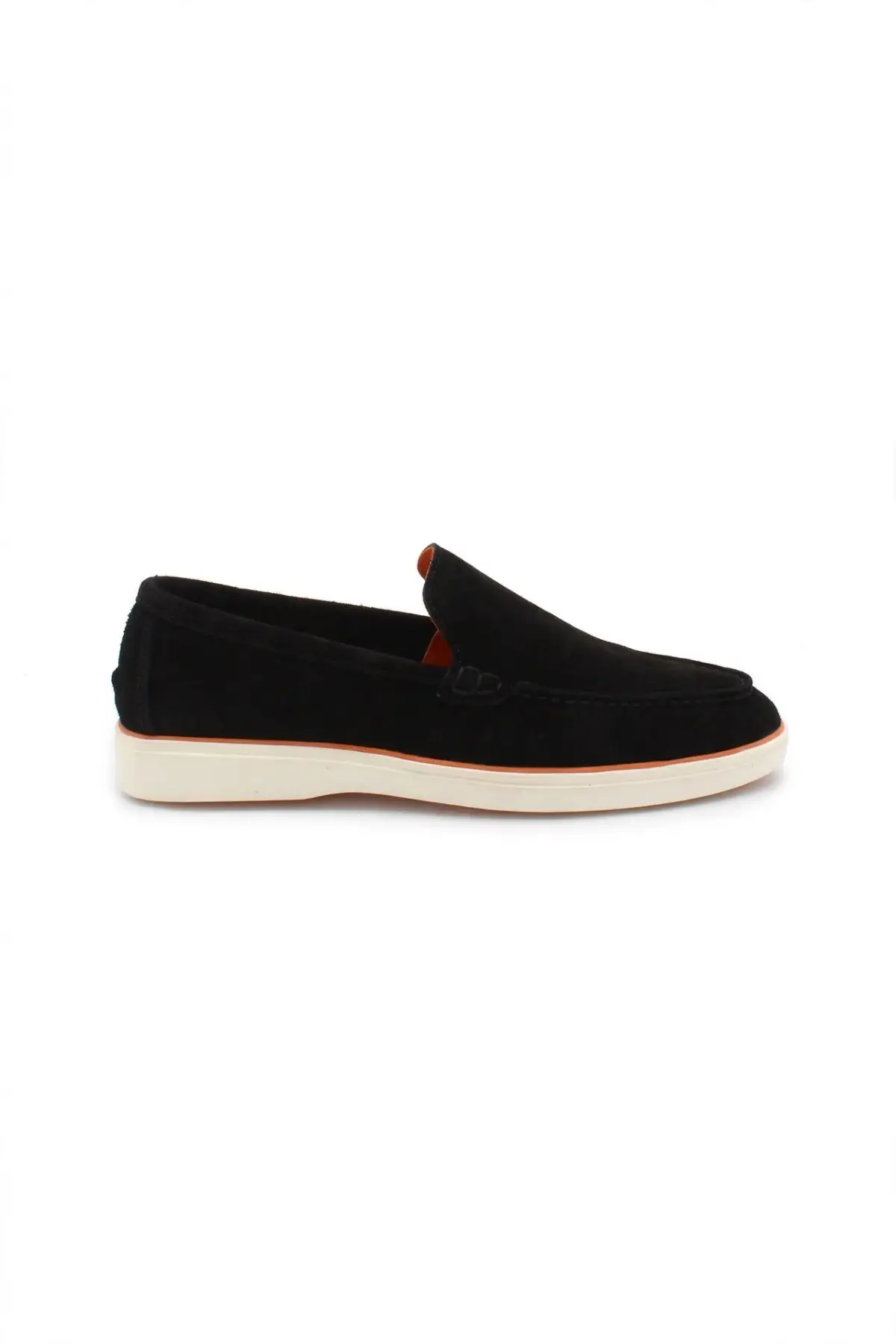 Liza Hakiki Deri Kadın Loafer Babet - SIYAH SUET T:BEYAZ
