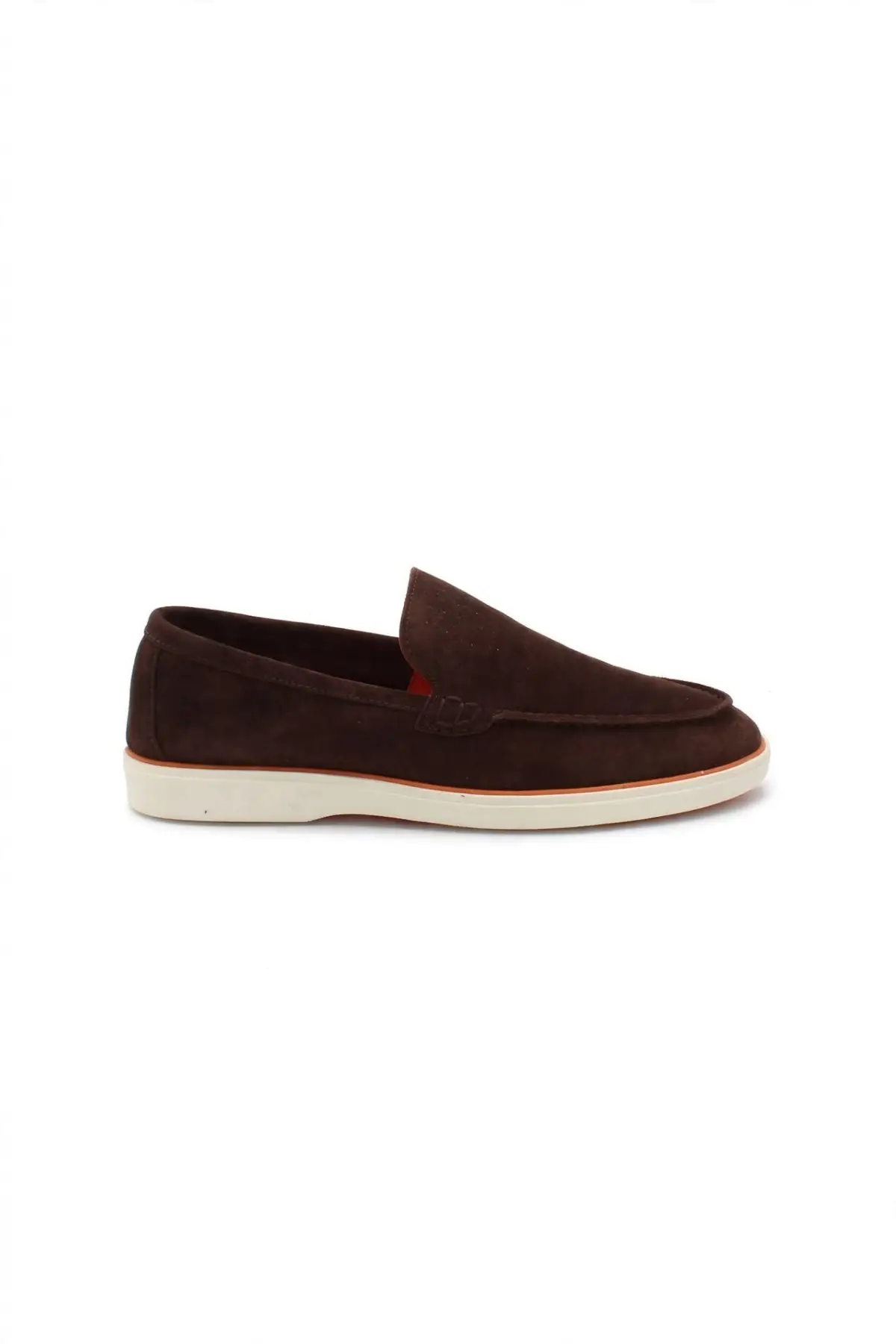 Liza Hakiki Deri Kadın Loafer Babet - KAHVE SUET T:BEYAZ