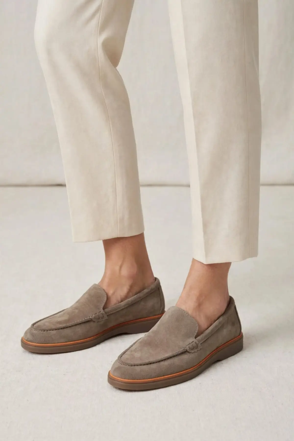 Liza Hakiki Deri Kadın Loafer Babet - VIZON SUET T:KAHVE