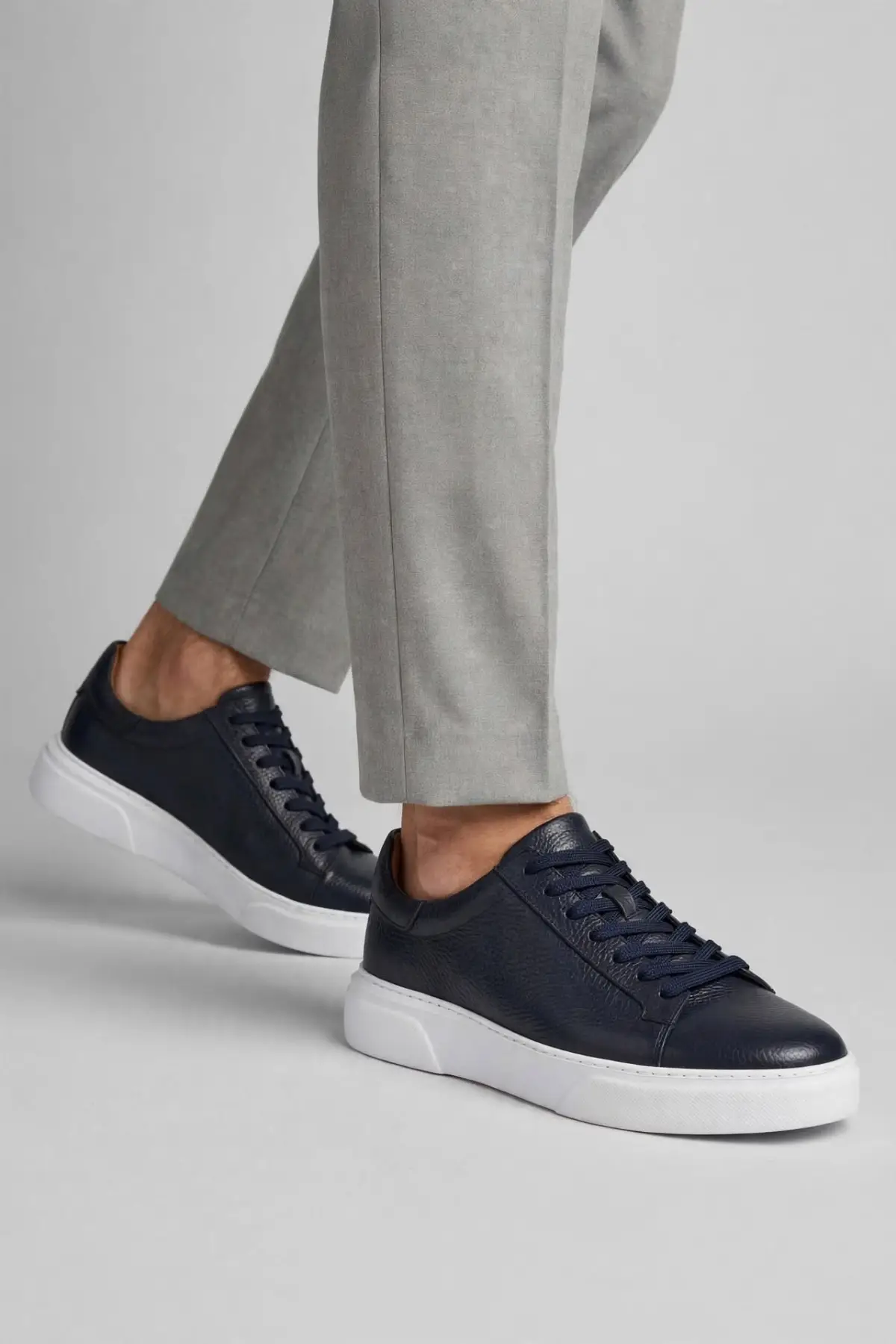Rolly Bağcıklı Hakiki Deri Erkek Ayakkabı - LACIVERT FLOTER-BEYAZ TBN